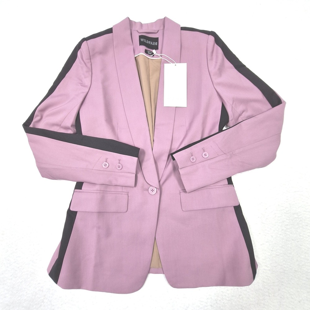 Wildfang Empower Color Block Tux Blazer Womens XS Mauve Black Suit Jacket